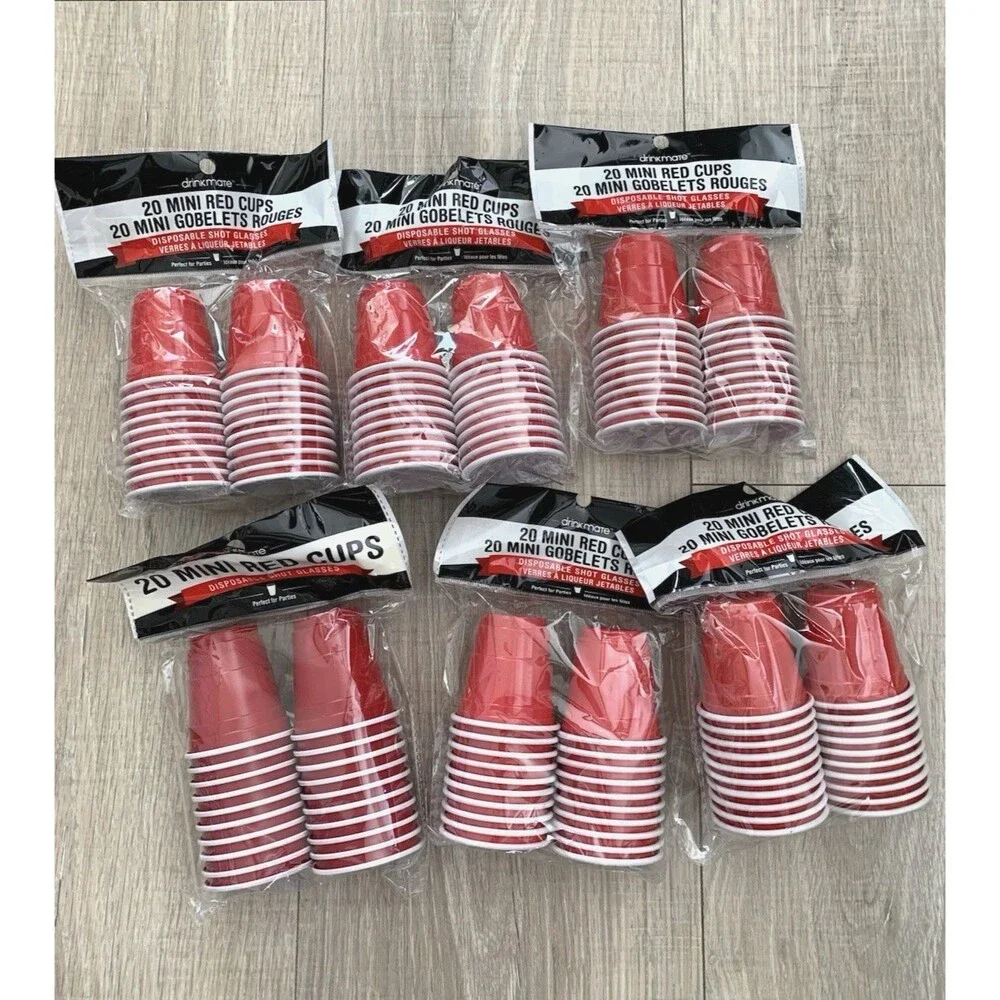 13 pk Drinkmate Mini Red Cups 120pc Disposable Plastic Shot Glasses Party Drink